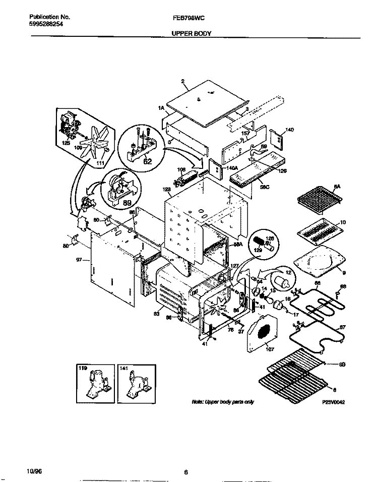 UPPER BODY Diagram and Parts List for FEB798WCCC  Frigidaire Wall Oven