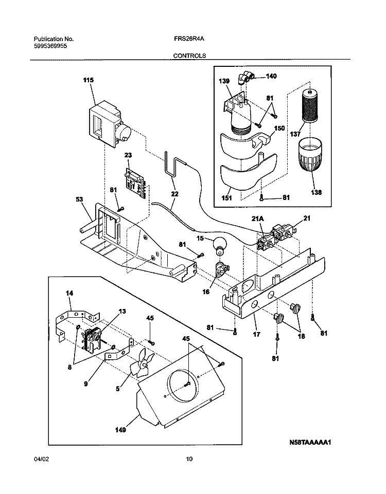 CONTROLS Diagram and Parts List for FRS26R4AQ5  Frigidaire Refrigerator