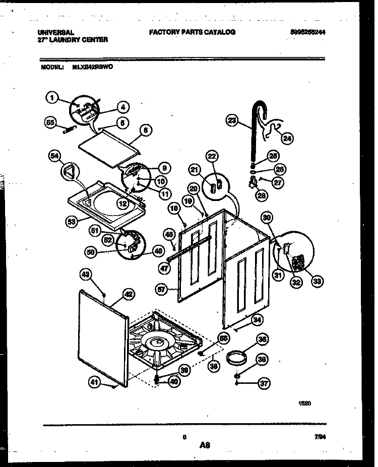 CABINET PARTS Diagram and Parts List for MLXE42RBWD0  Kelvinator Washer Dryer Combo