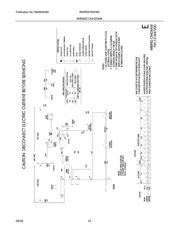 WIRING DIAGRAM Diagram and Parts List for WWRE5700KW0  Crosley Dryer