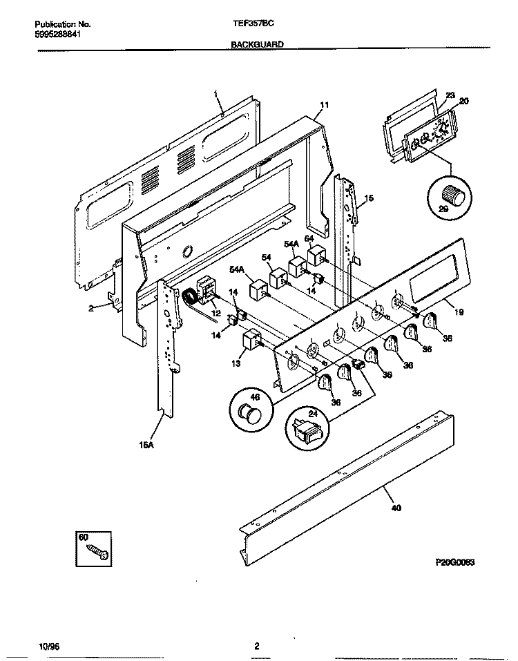 BACKGUARD Diagram and Parts List for TEF357BCWC  Tappan Range
