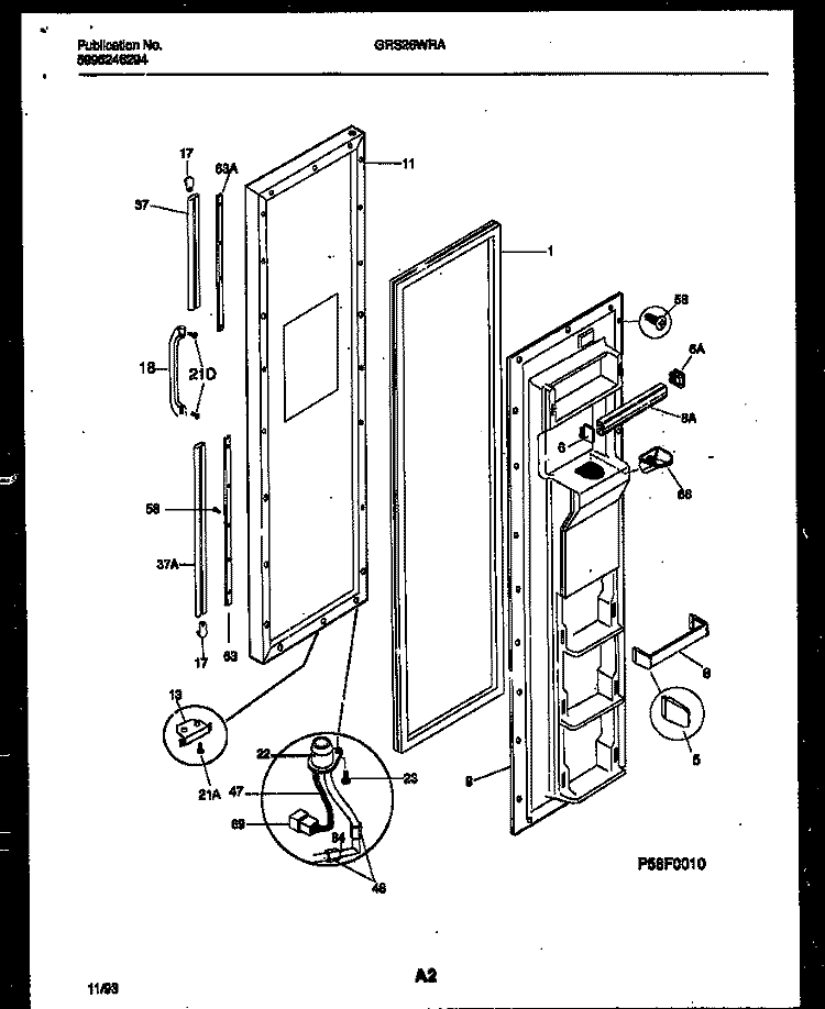 FREEZER DOOR PARTS Diagram and Parts List for GRS26WRAW0  Gibson Refrigerator