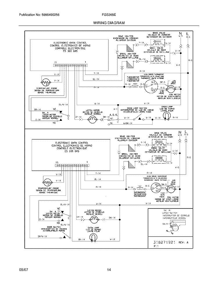 WIRING DIAGRAM Diagram and Parts List for FGS365EBD  Frigidaire Range