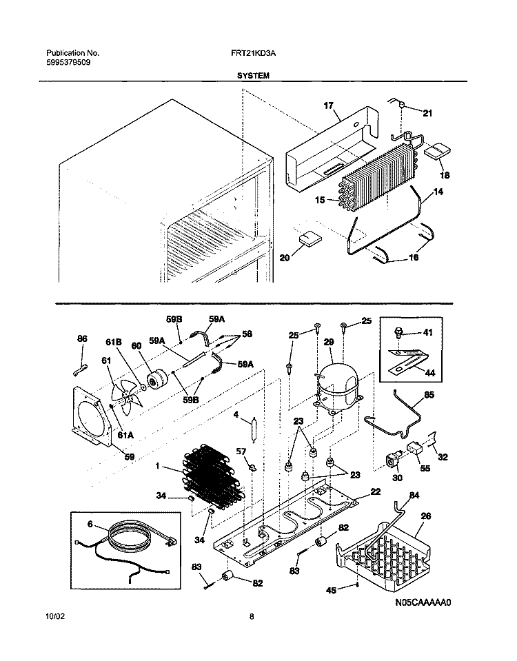 SYSTEM Diagram and Parts List for FRT21KD3AZ5  Frigidaire Refrigerator