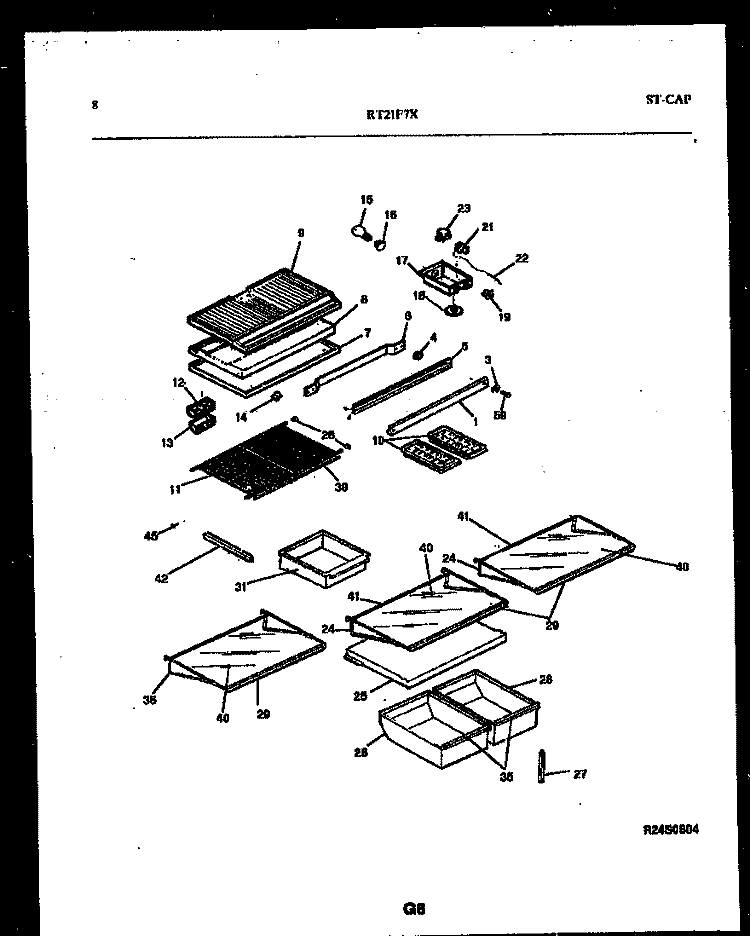 SHELVES AND SUPPORTS Diagram and Parts List for RT21F7WX3A  Gibson Refrigerator
