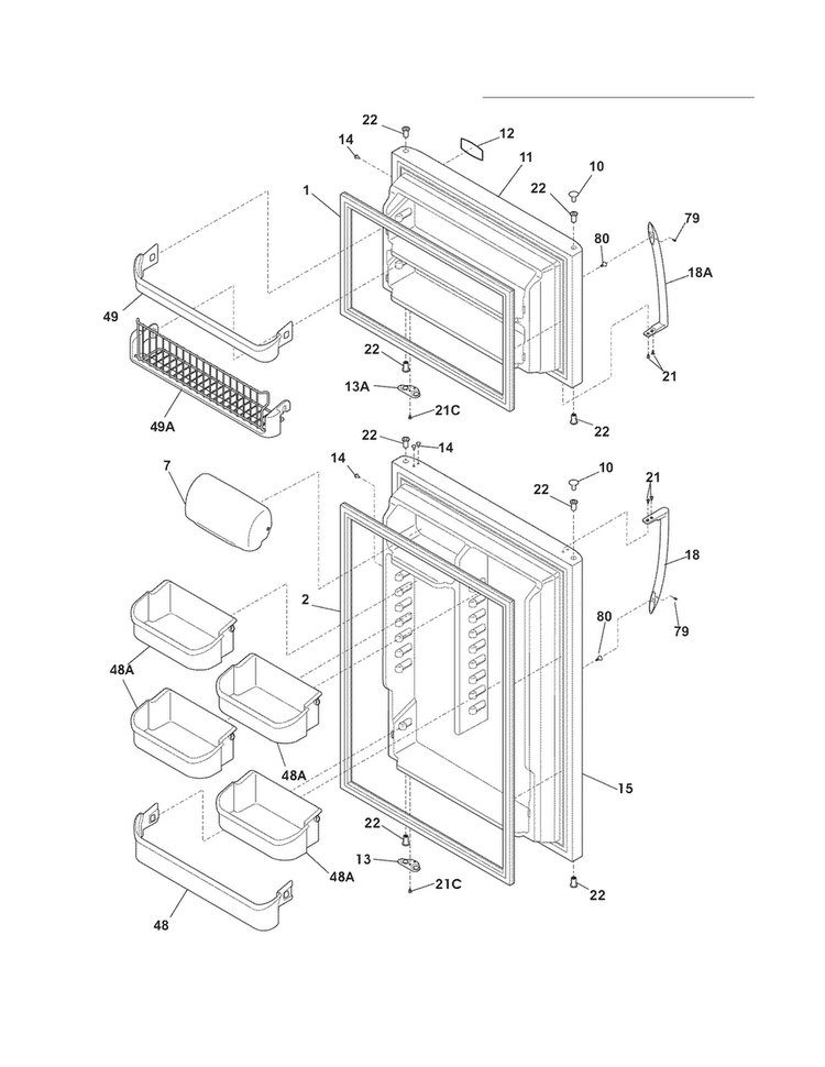 Doors Diagram and Parts List for CGHT1846MP2  Frigidaire Refrigerator