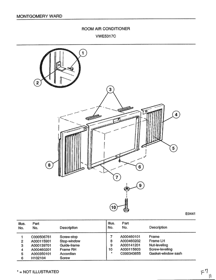 Room Air Conditioner Page 2 Diagram and Parts List for 5317C  Frigidaire Air Conditioner