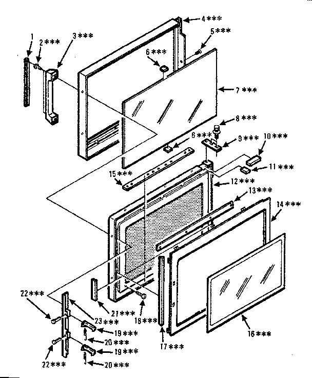 Door Parts Diagram and Parts List for 5648755380  Kenmore Microwave