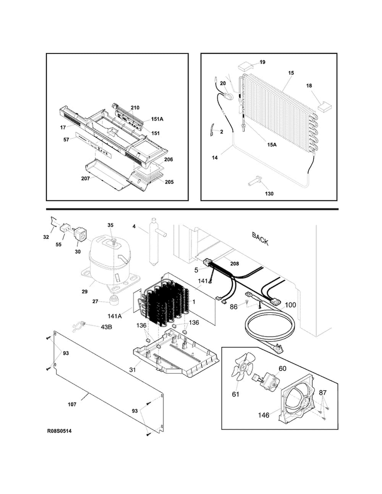 System Diagram and Parts List for FPFU19F8RFB  Frigidaire Freezer