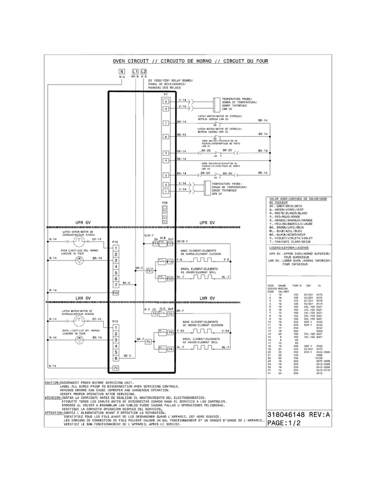 Wiring Diagram Diagram and Parts List for FGEF302TNFA  Frigidaire Range