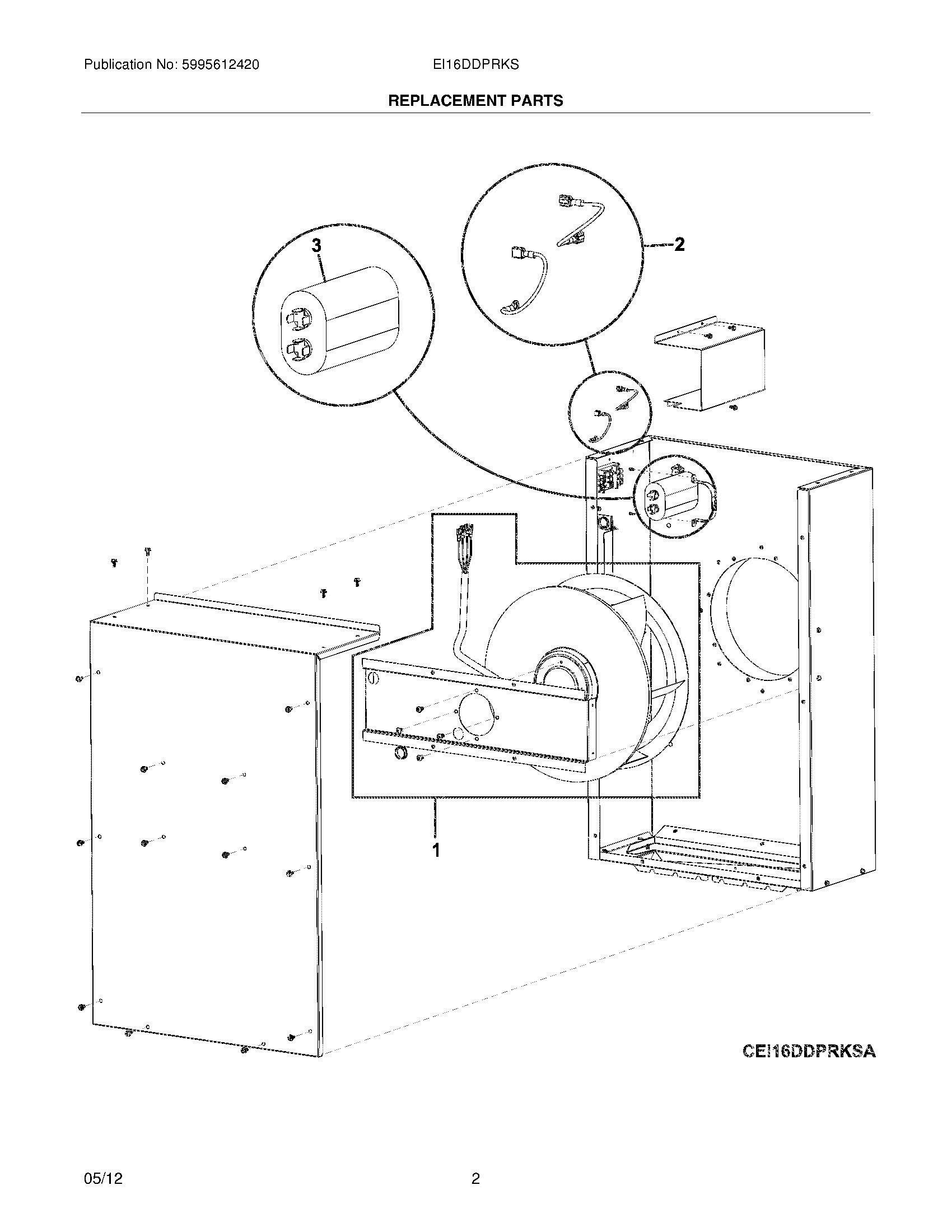 03 - REPLACEMENT PARTS Diagram and Parts List for EI16DDPRKS  Frigidaire Range Hood