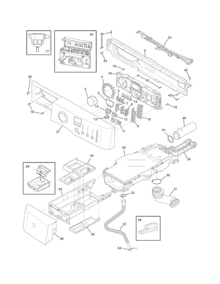 Control Panel Diagram and Parts List for EIFLS60LSS0  Electrolux Washer