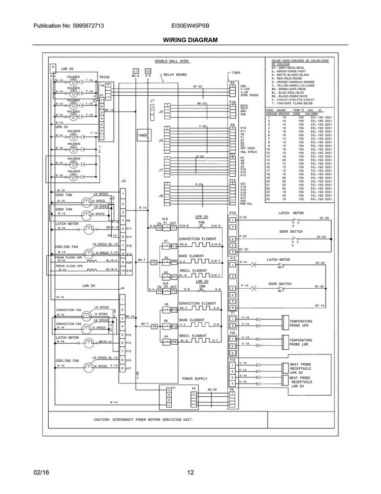 Wiring Diagram Diagram and Parts List for EI30EW45PSB  Electrolux Wall Oven