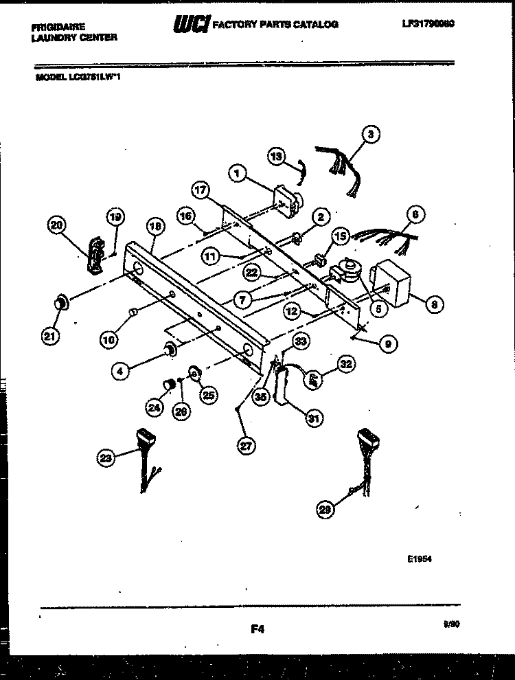 CONSOLE AND CONTROL PARTS Diagram and Parts List for LCG751LL1  Frigidaire Washer Dryer Combo