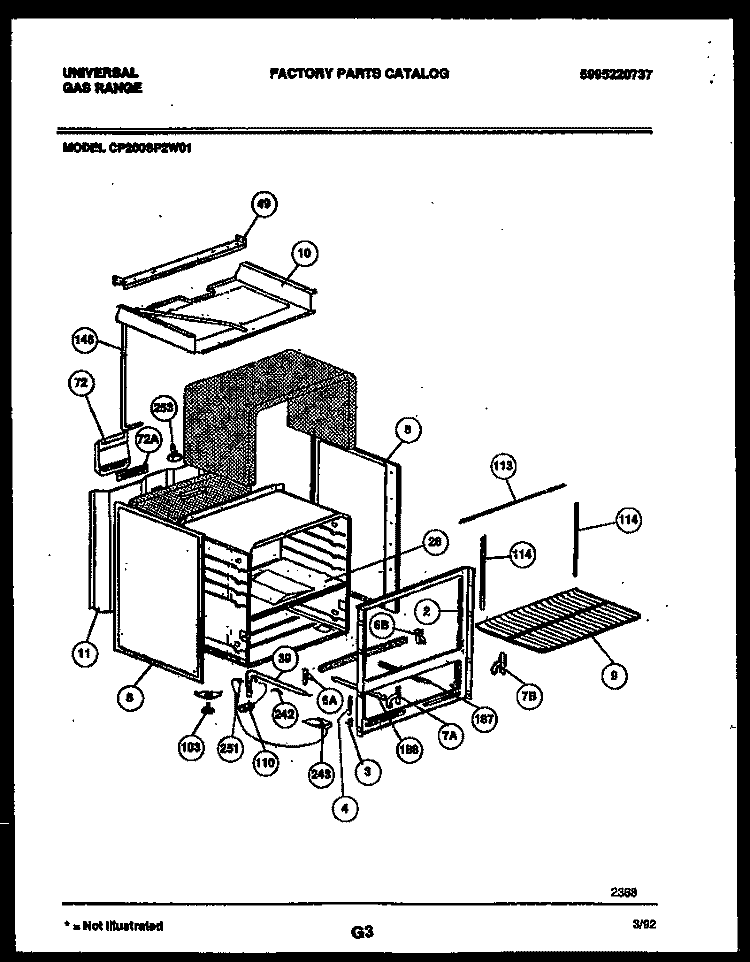 BODY PARTS Diagram and Parts List for CP200SP2D1  Frigidaire Range