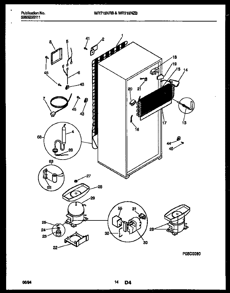 SYSTEM AND AUTOMATIC DEFROST PARTS Diagram and Parts List for WRT19NZBW0  Frigidaire Refrigerator