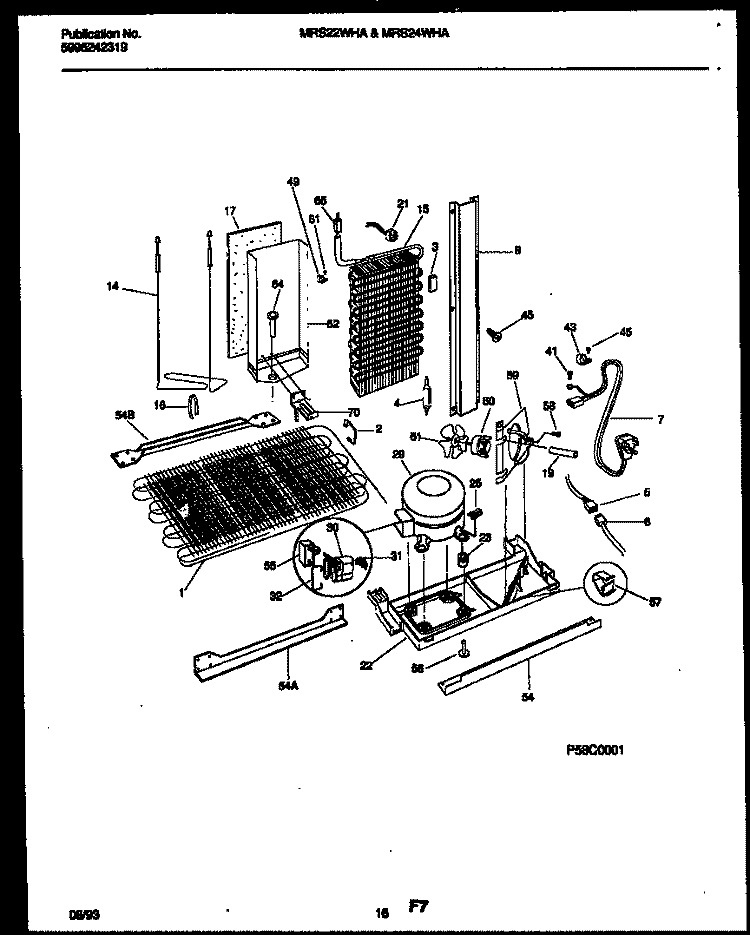 SYSTEM AND AUTOMATIC DEFROST PARTS Diagram and Parts List for MRS24WHAD0  Frigidaire Refrigerator