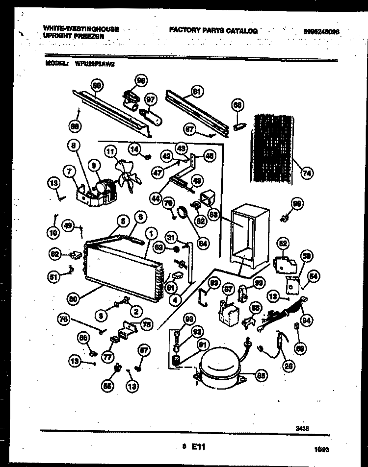 SYSTEM AND AUTOMATIC DEFROST PARTS Diagram and Parts List for WFU20F5AW2  Frigidaire Freezer