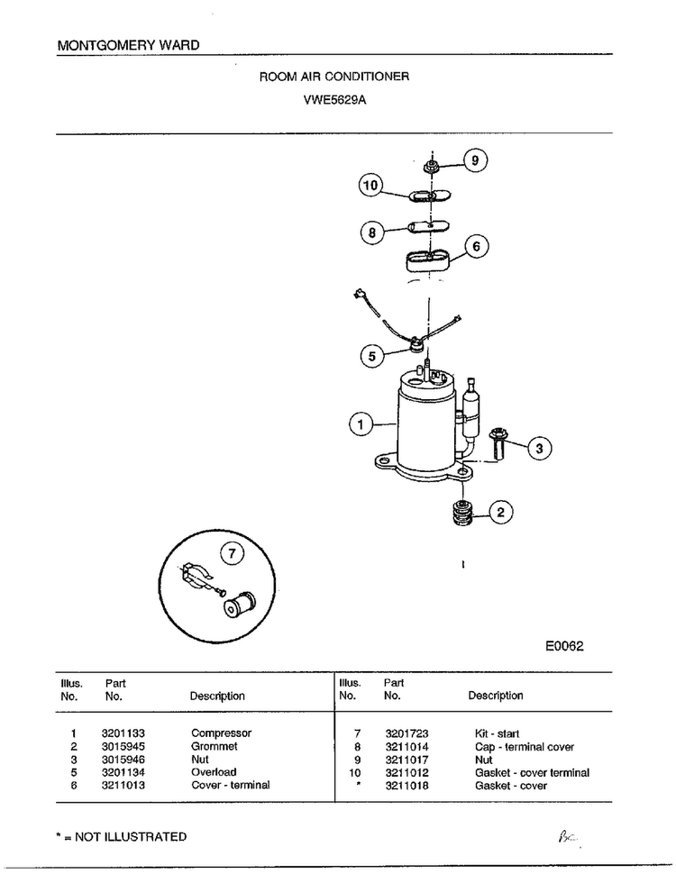 Room Air Conditioner Page 4 Diagram and Parts List for 5629A  Frigidaire Air Conditioner