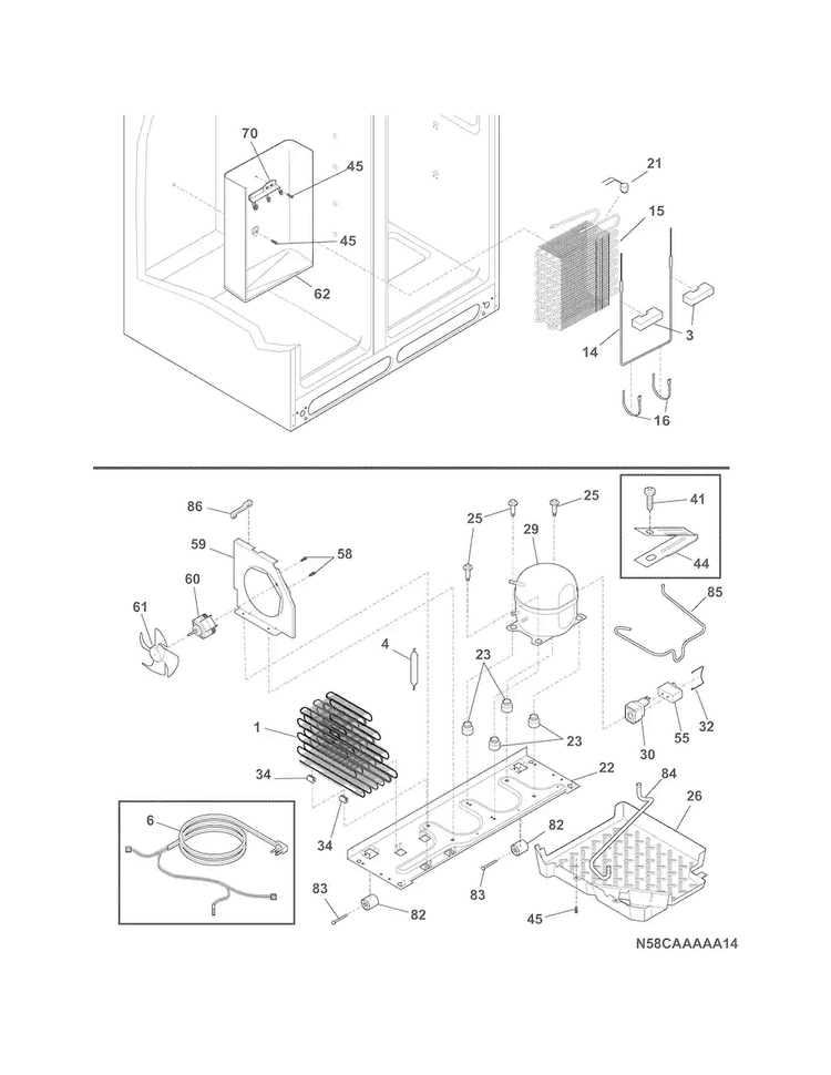 System Diagram and Parts List for FFHS2322MBHA  Frigidaire Refrigerator
