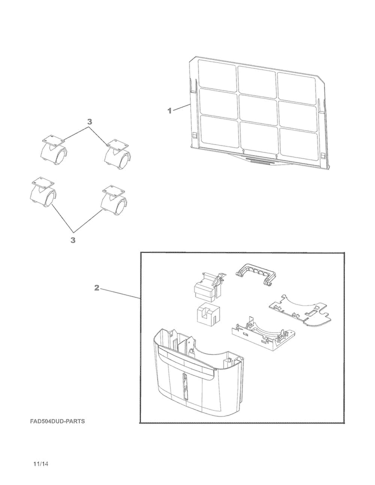 Recommended Spare Parts Diagram and Parts List for CAD504DWD12  Frigidaire Dehumidifier