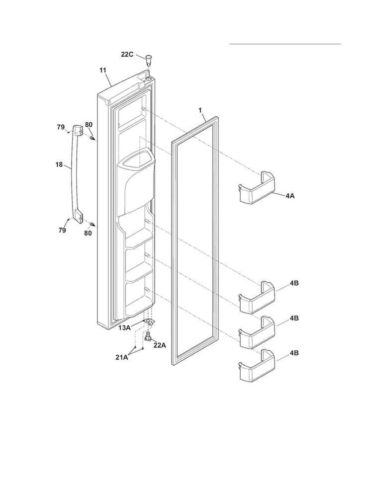 Freezer Door Diagram and Parts List for EI26SS30JS3  Electrolux Refrigerator