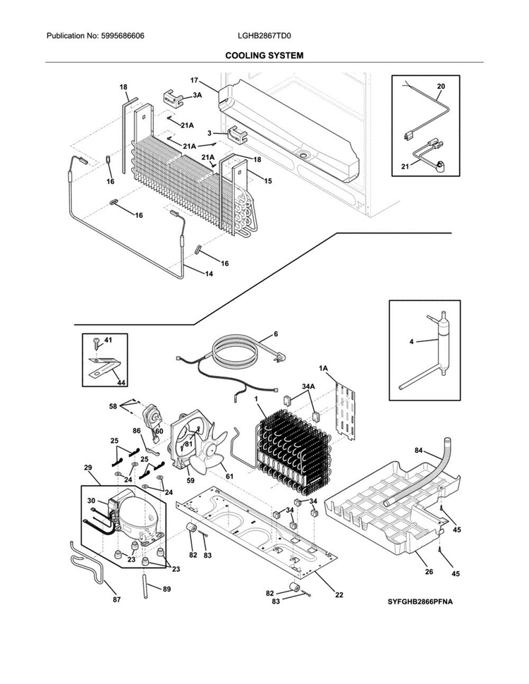 Cooling System Diagram and Parts List for LGHB2867TD0  Frigidaire Refrigerator