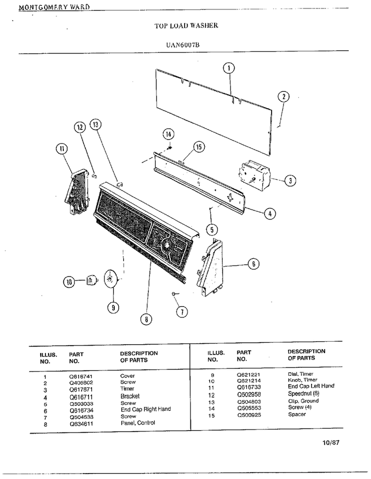 Washer Diagram and Parts List for 6007B  Frigidaire Washer