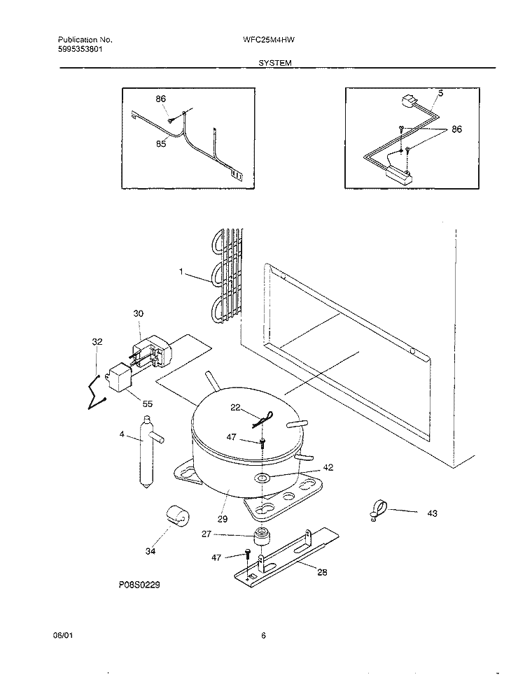SYSTEM Diagram and Parts List for WFC25M4HW2  Westinghouse Freezer