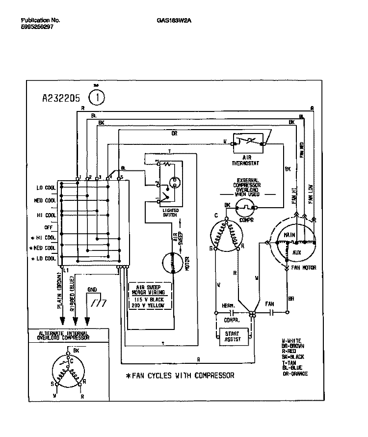 WIRING DIAGRAM Diagram and Parts List for GAS183W2A2  Gibson Air Conditioner