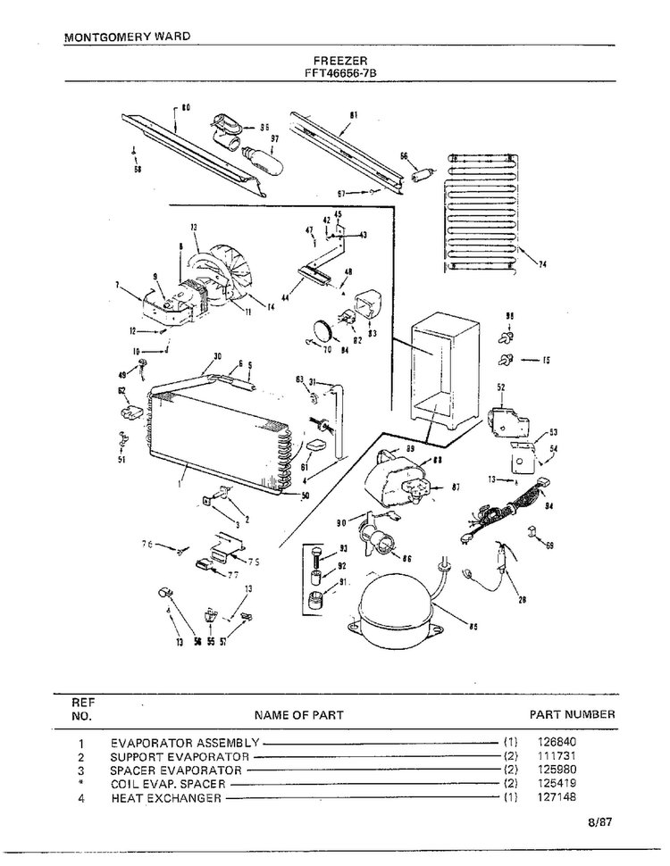Freezer Page 3 Diagram and Parts List for 46656B-7  Frigidaire Freezer