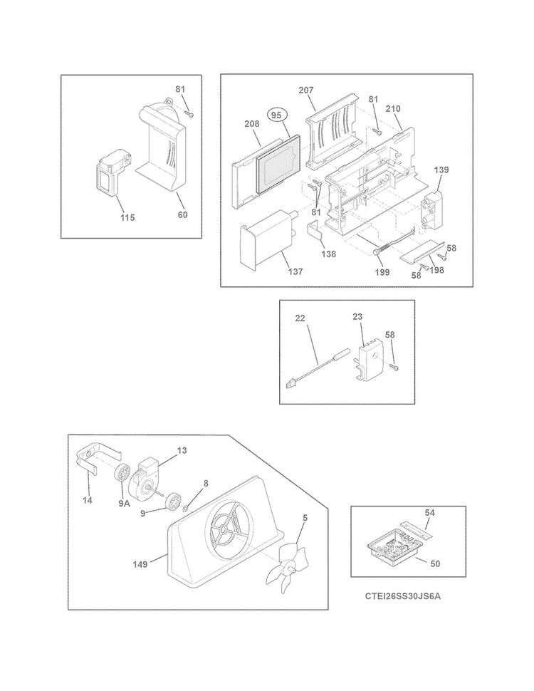 Controls Diagram and Parts List for EI26SS30JS6A  Electrolux Refrigerator