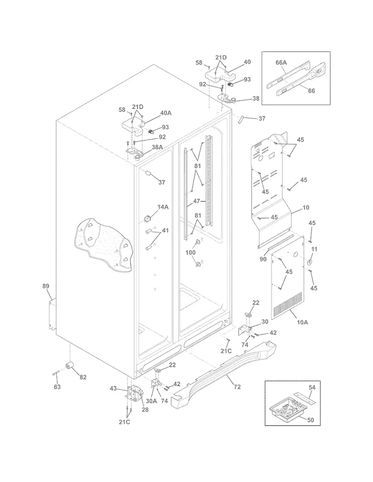 Cabinet Diagram and Parts List for FGHS2631PE2  Frigidaire Refrigerator