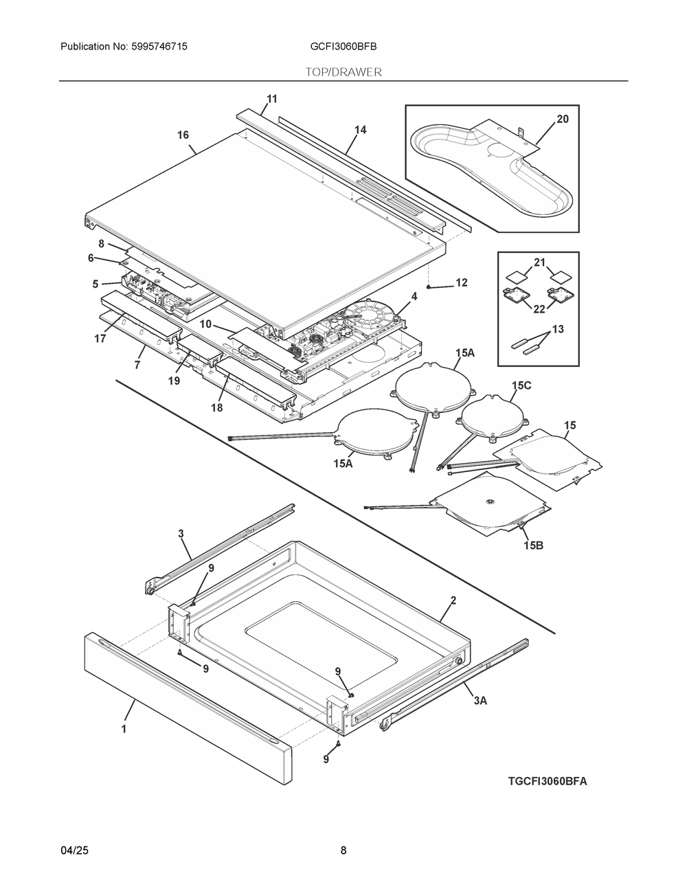 Body 2 Diagram and Parts List for GCFI3060BFB  Frigidaire Range