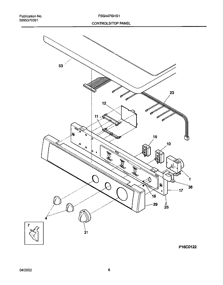 CONTROL PANEL Diagram and Parts List for FSG447GHS1  Frigidaire Dryer