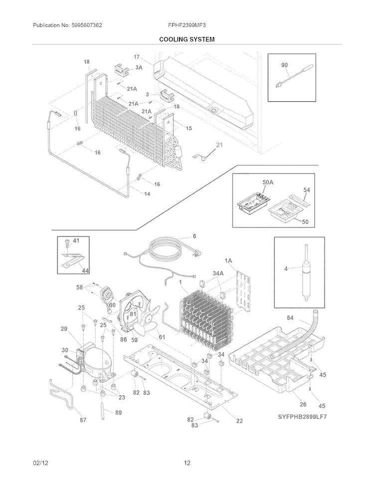 Cooling System Diagram and Parts List for FPHF2399MF3  Frigidaire Refrigerator