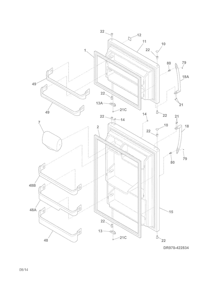 Doors Diagram and Parts List for FFHI1826PS3  Frigidaire Refrigerator