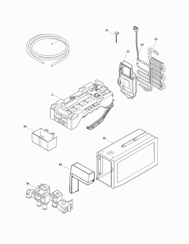 Ice Maker Diagram and Parts List for FPHF2399MF7  Frigidaire Refrigerator