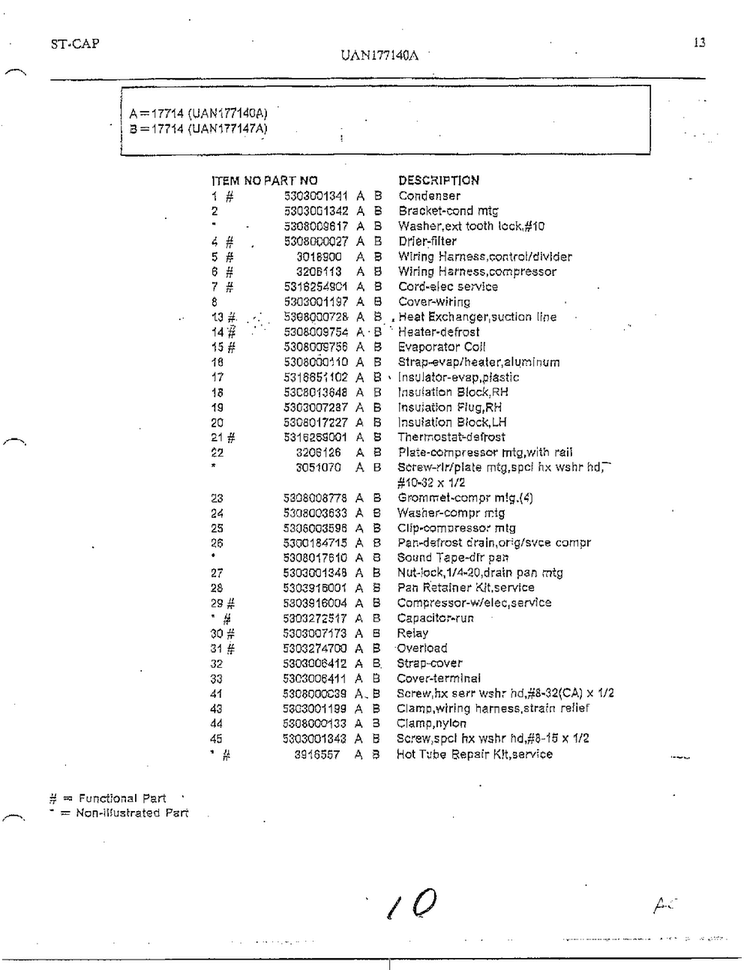 Refrigerator Page 10 Diagram and Parts List for 17714-0A  Frigidaire Refrigerator