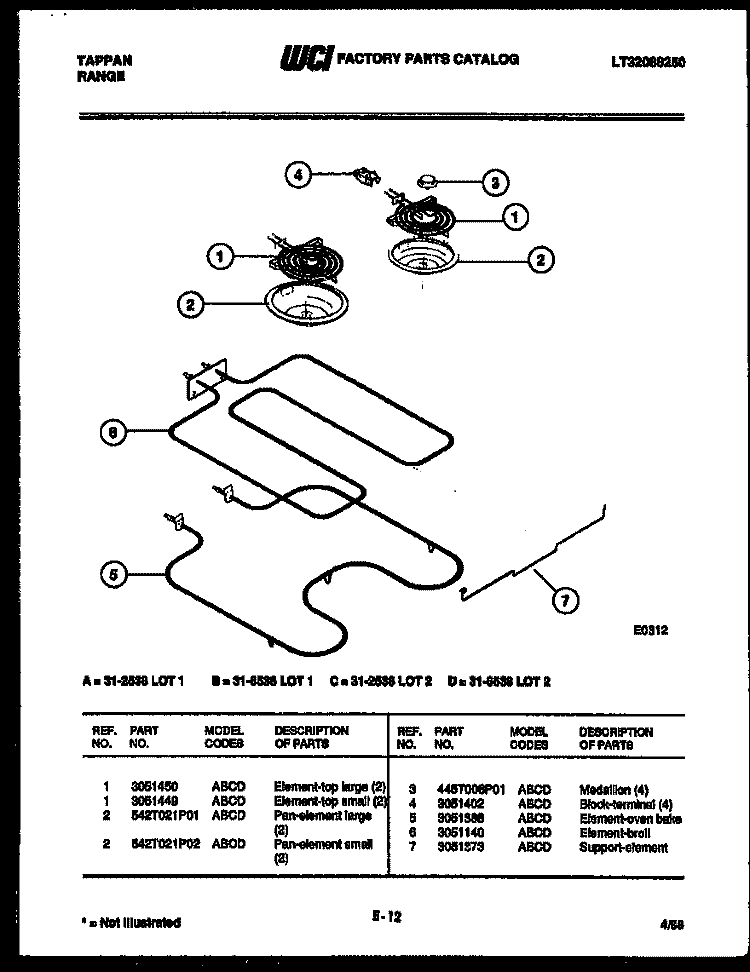 BROILER PARTS Diagram and Parts List for 31-2538-00-02  Tappan Range
