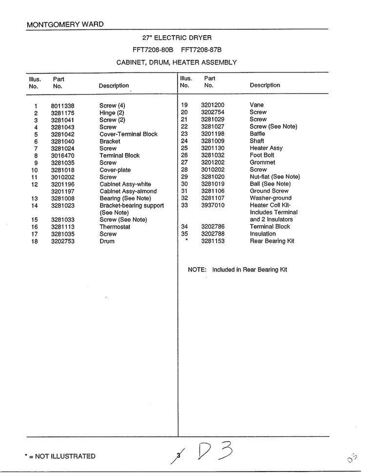 Cabinet/drum/heater Assembly Page 2 Diagram and Parts List for 7208B  Frigidaire Dryer