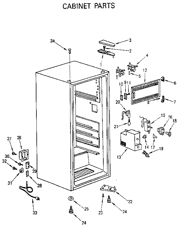 Cabinet Diagram and Parts List for 5648661181  Kenmore Refrigerator