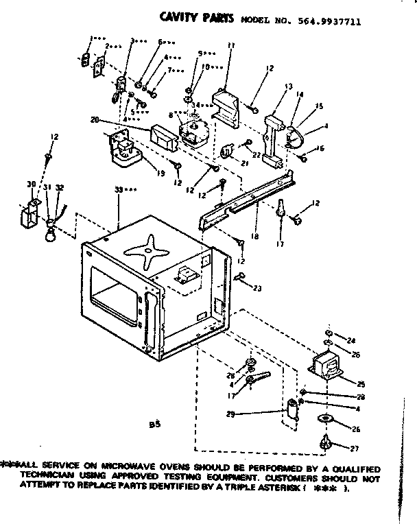 Cavity Parts Diagram and Parts List for 5649937711  Kenmore Microwave