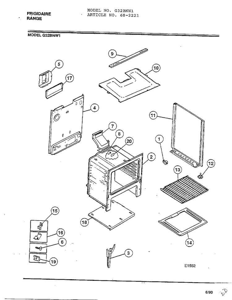 Frigidaire - Range Page 7 Diagram and Parts List for 2221  Frigidaire Range