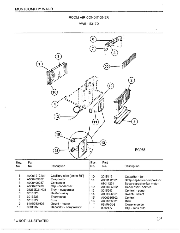 Room Air Conditioner Page 2 Diagram and Parts List for 5317D  Frigidaire Air Conditioner