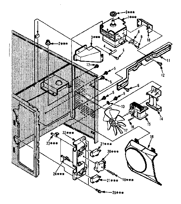 Switches And Microwave Parts Diagram and Parts List for 5648888610  Kenmore Microwave