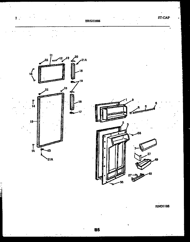DOOR PARTS Diagram and Parts List for RT199PCD0  Frigidaire Refrigerator