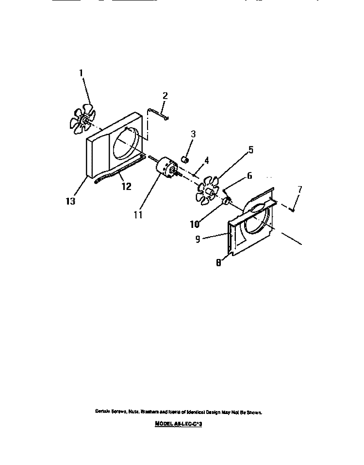 SHROUD, SCROLL, BLOWER MOTOR Diagram and Parts List for A6LECC3  Frigidaire Air Conditioner