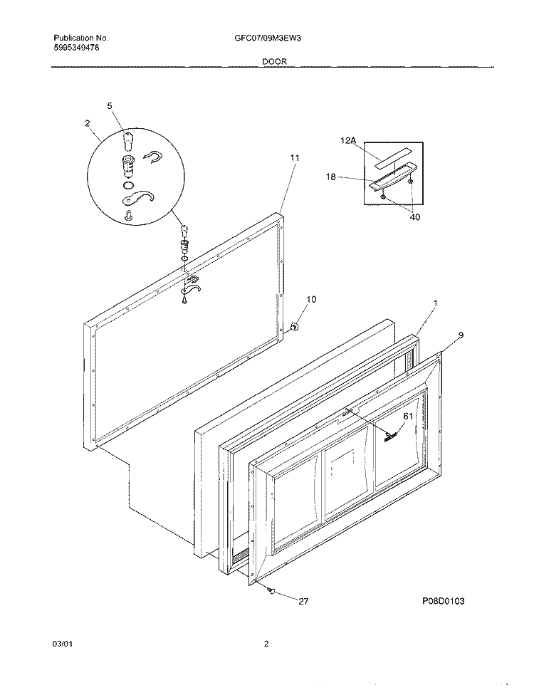 DOOR Diagram and Parts List for GFC09M3EW3  Gibson Freezer