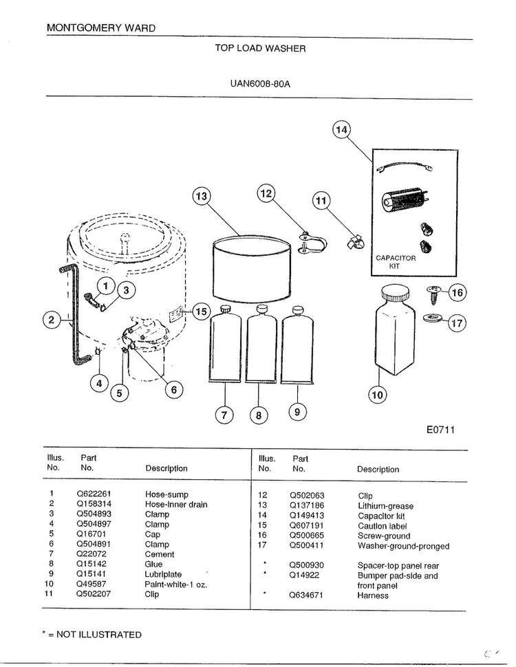 Top Load Washer Page 9 Diagram and Parts List for 6008A  Frigidaire Washer